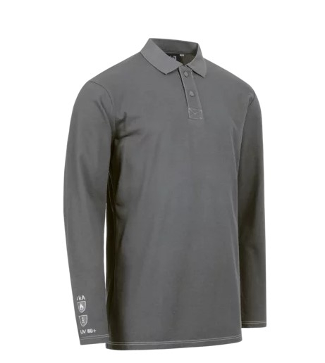 HB-Langarm Poloshirt, HB-MODarc knit, zementgrau